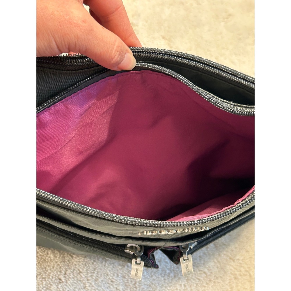 Baggallini Crossbody Bag Charcoal Gray Nylon Multi-Pocket Travel Purse - Picture 5 of 11